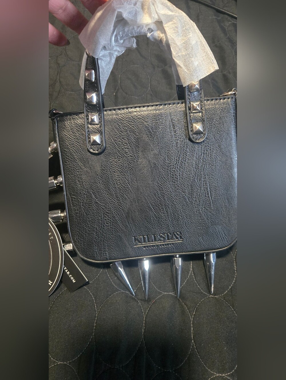 Killstar Black Mini Spike Satchel with Silver Skull & Studs - Picture 7 of 7